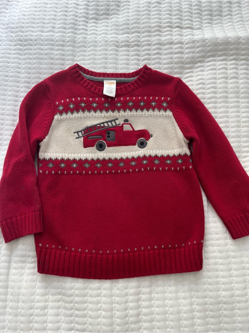 Gymboree Red Sweater with Fire Truck